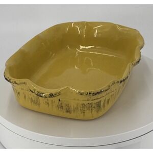 DE SILVA Mustard Yellow MADE IN ITALY Terracotta Casserole Baking Dish SCALLOPED